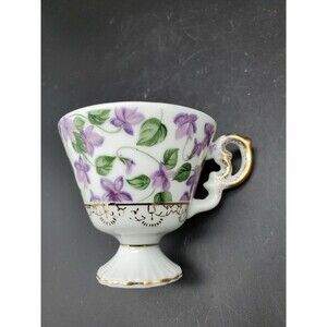 Chintz Violet Teacup Coffee Cup Gold Trimmed Vintage